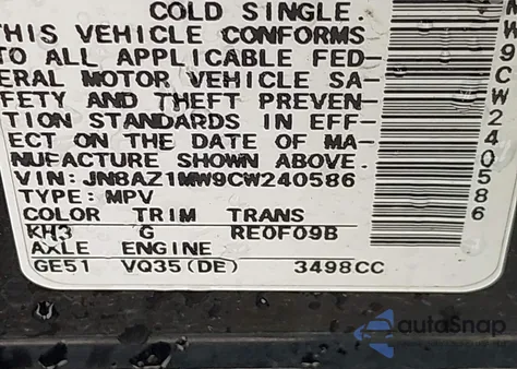 2012 Nissan Murano Sv from USA, damaged, VIN JN8AZ1MW9CW240586